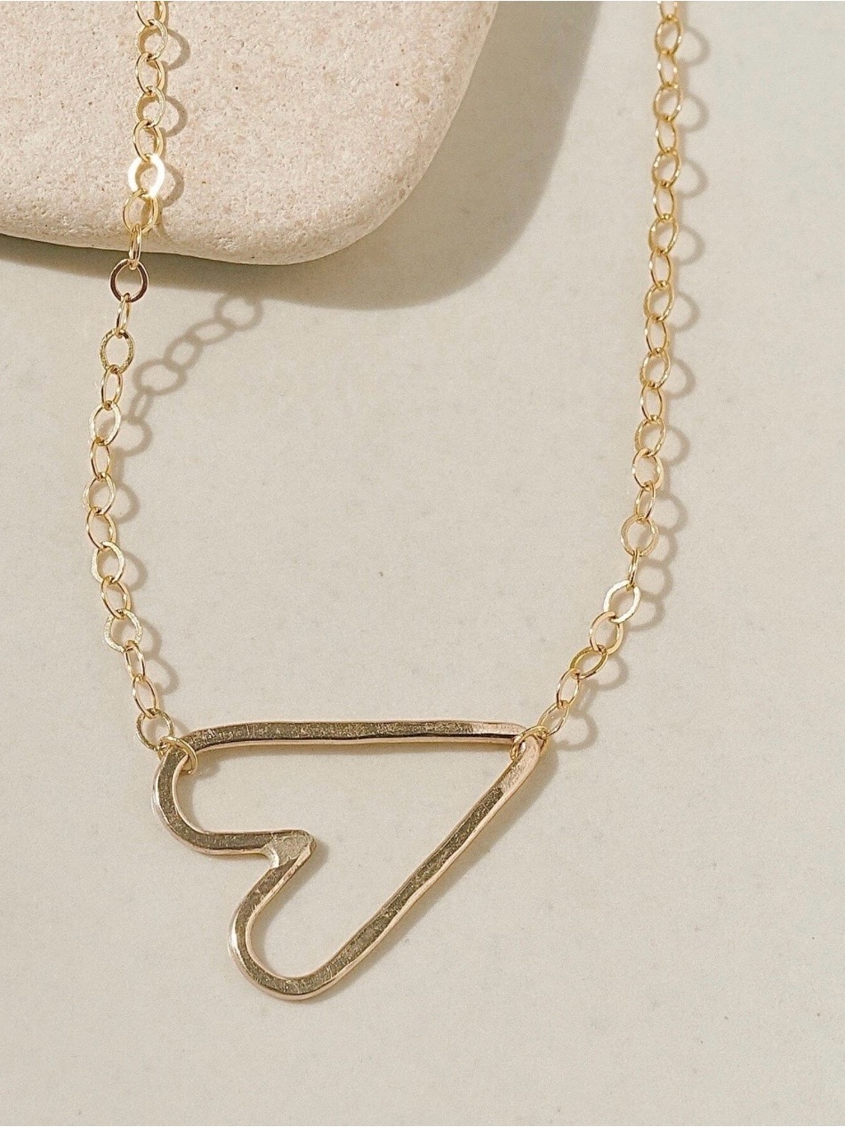 Open Heart Outline Pendant Necklace In Gold Tone - Women's Jewelry